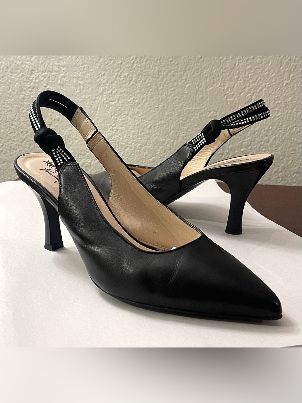 Nero Giardini Premium Collection Pointed Toe Slingback Pumps Black EU 38 / US 8